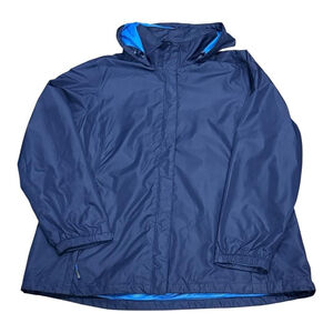 George Jacket Mens 2XL Blue Hooded Windbreaker Full Zip Lined Big & Tall